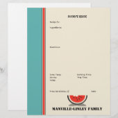 Page de recette personnalisée de la bande de pastè (Devant / Derrière)