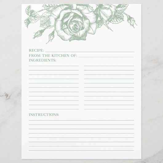 Page de recette Sage Green Floral Douche (Devant)