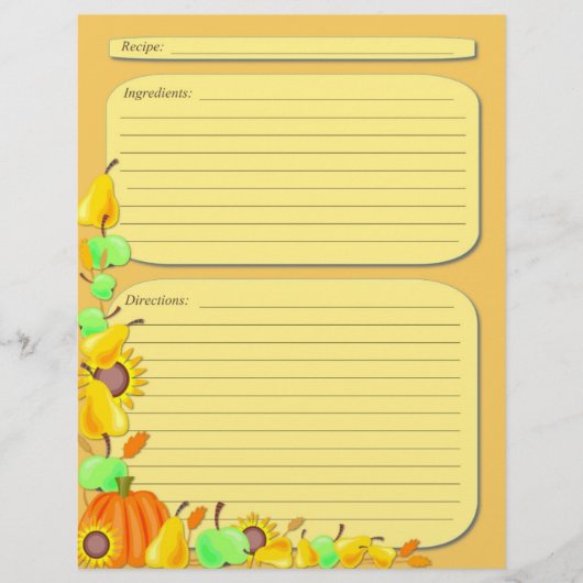 Page de recettes du thème de légumes d'automne (Devant)