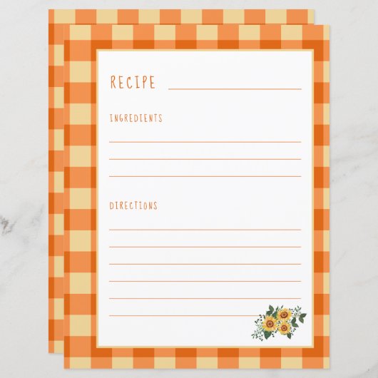 Page de recettes rustiques pour l'organisateur de  (Devant / Derrière)