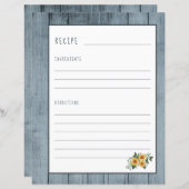 Page de recettes rustiques pour l'organisateur de (Devant / Derrière)