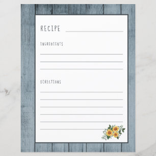 Page de recettes rustiques pour l'organisateur de 