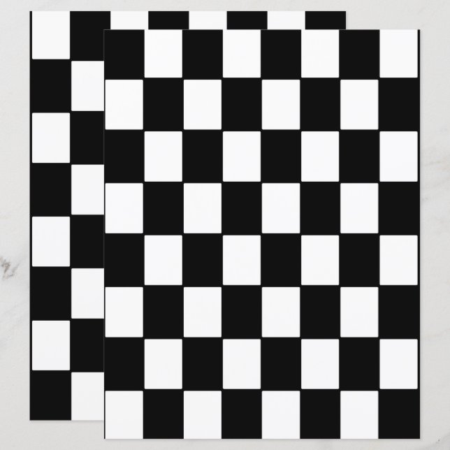 Page de scrapbook à damier noir et blanc recto-ver (Devant / Derrière)