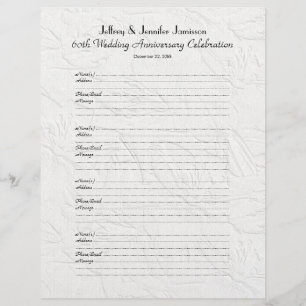 Page de signature du livre d'or pour les invités d