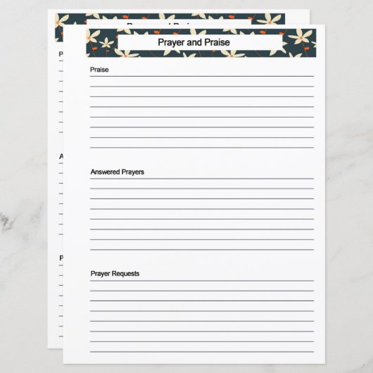 Page Demande de prière (Devant / Derrière)