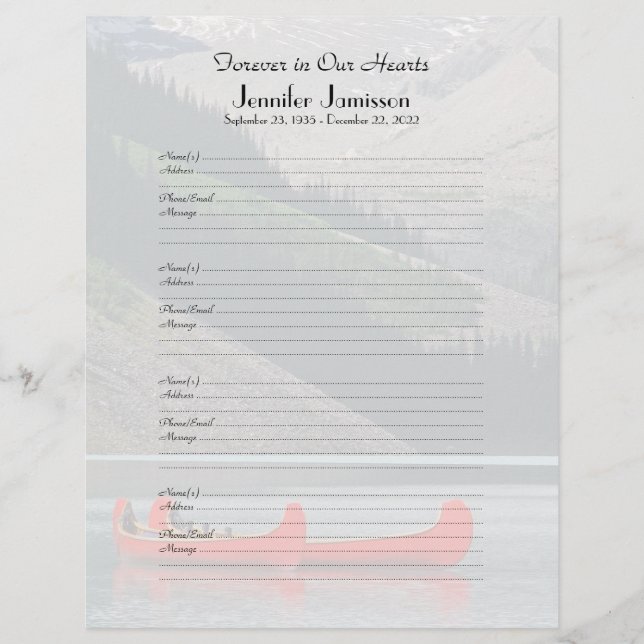 Page d'entrée du remplissage du livre commémoratif (Devant)