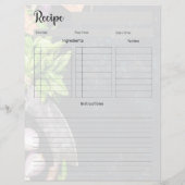 Page d'insertion pour livre de recettes (Dos)
