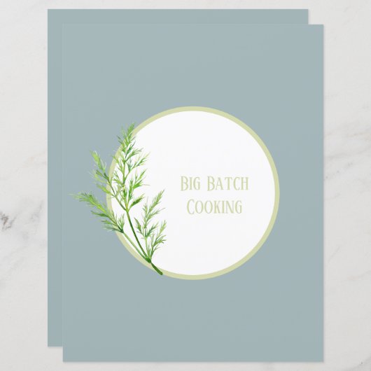 Page Divider Recette - Classeur Herbe Bleue Insére (Devant / Derrière)