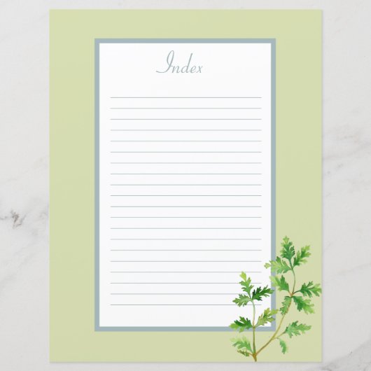 Page Divider Recette - Classeur Herbe Verte Insére (Dos)