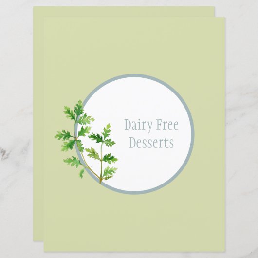 Page Divider Recette - Classeur Herbe Verte Insére (Devant / Derrière)