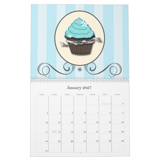 Page du calendrier 2011 de petit gâteau double (Jan 2027)