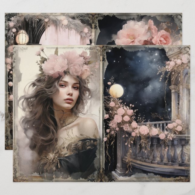 Page du journal Victorian Lady Pink Black Junk (Devant / Derrière)