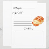 Page du livre de recettes pour le pain de pains (Devant / Derrière)