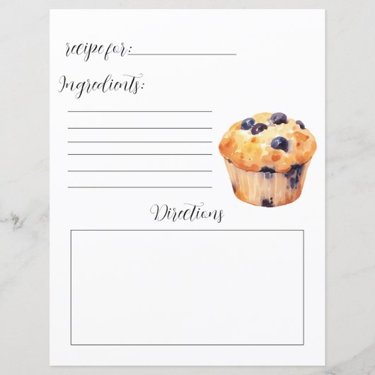 Page du livre de recettes pour muffins bleuets (Devant)