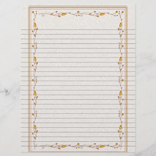 Page Elégante Gold Floral Bordure Lined Recette (Devant)