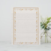 Page Elégante Gold Floral Bordure Lined Recette (Debout devant)
