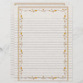 Page Elégante Gold Floral Bordure Lined Recette (Devant / Derrière)