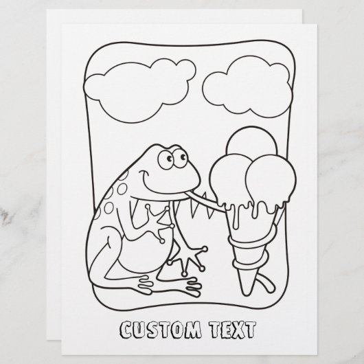 Page Frog avec Icecream Coloriage (Devant / Derrière)