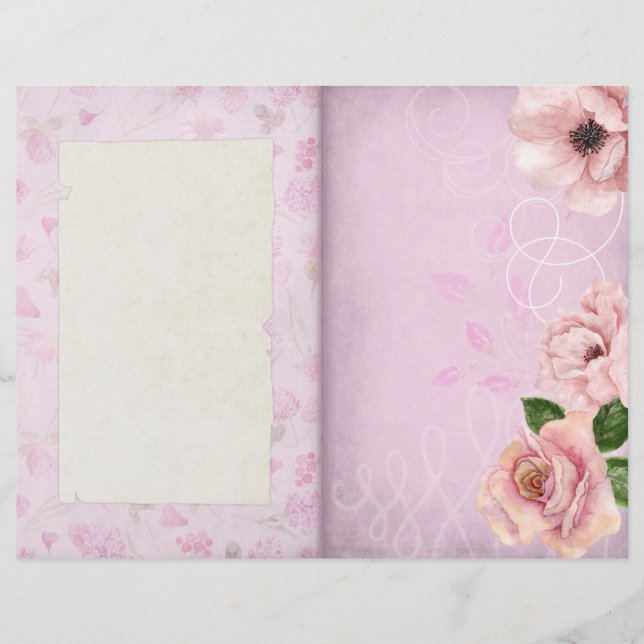 Page Journal à motifs floraux rose Shabby (Devant)