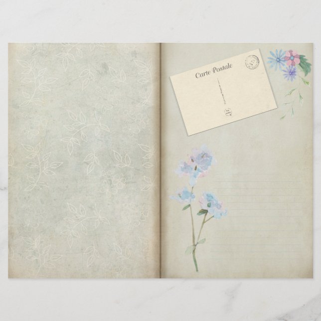 Page Journal de découpage de fleurs bleu Shabby (Devant)