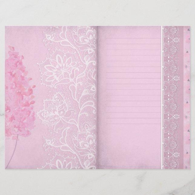 Page Journal floral rose et dentelle (Devant)