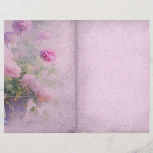 Page Journal floral rose Shabby (Devant)