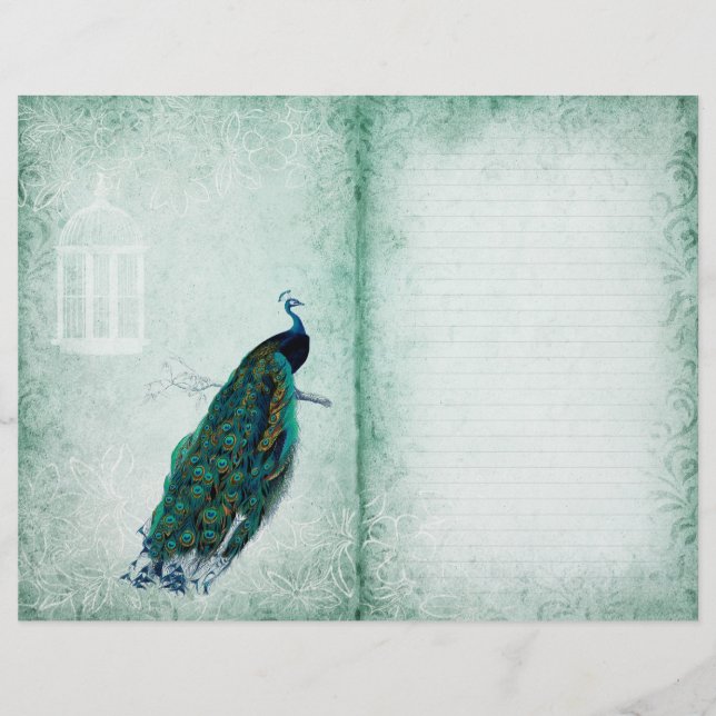 Page Journal vert du printemps de Peacock vintage (Devant)