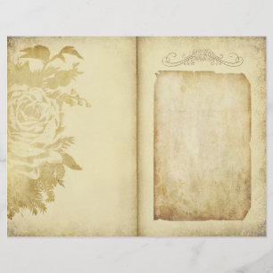 Page Journal vintage Floral Rustic Parchment