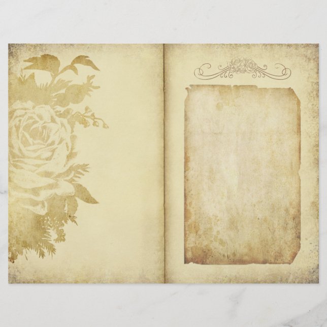Page Journal vintage Floral Rustic Parchment (Devant)