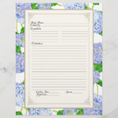 Page livre de cuisine Blue Hydrangea dentelle flor (Devant)