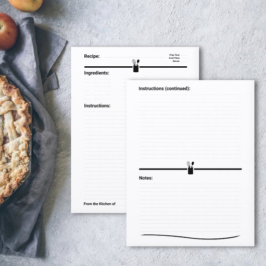 Page Livre de recettes minimaliste