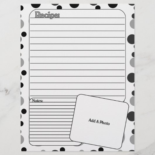 Page Livre Recette (Noir Et Blanc) (Devant)