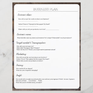 Page Plan d'entreprise de l'écriture manuscrite ru