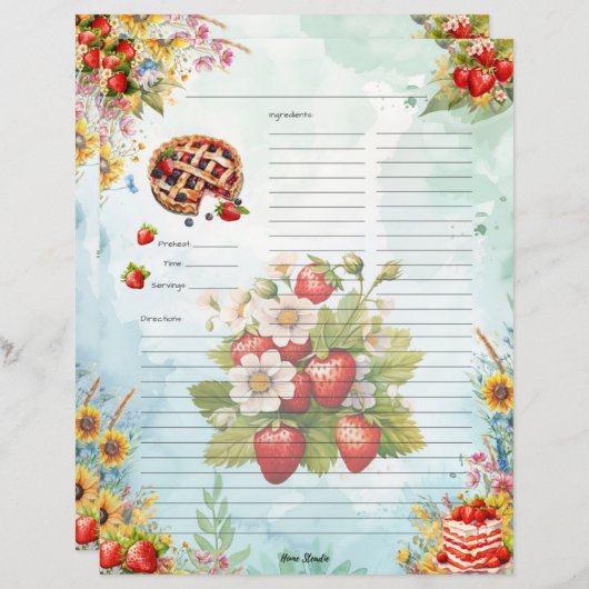 Page Recette complète de la crème de fraise (Devant / Derrière)