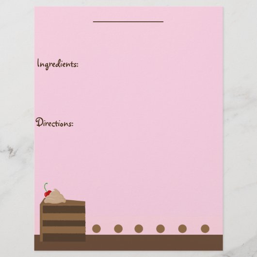 Page Recette de gâteau au chocolat (Devant)