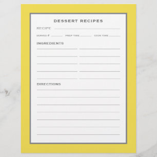 Page Recette Dessert Gris jaune simple