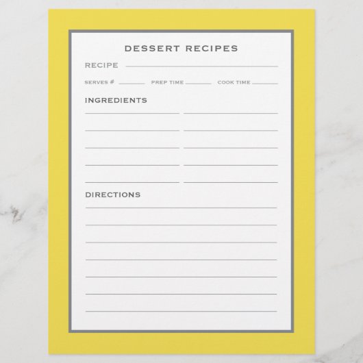 Page Recette | Dessert | Gris jaune simple (Dos)