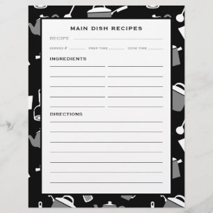 Page Recette du plat principal Cuisine noire et