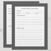 Page Recette | Entrée | Gris simple et blanc (Devant / Derrière)