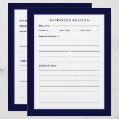 Page Recette | Entrée | Simple Navy bleu & blanc (Devant / Derrière)
