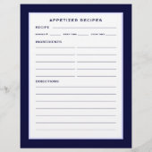 Page Recette | Entrée | Simple Navy bleu & blanc (Dos)