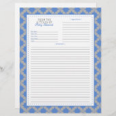 Page Recette étoile bleu rétro (Devant / Derrière)