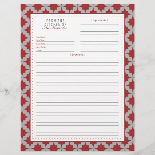 Page Recette étoile rouge (Devant)