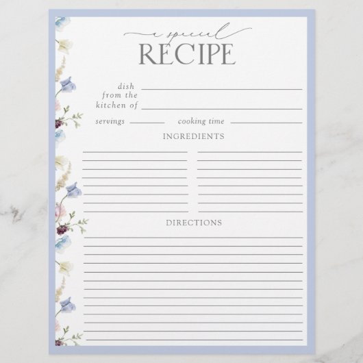 Page Recette Fête des mariées Fleur sauvage bleu D (Devant)