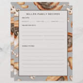 Page Recette | Nom de famille | Motif de champigno (Devant / Derrière)