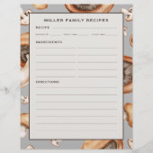 Page Recette | Nom de famille | Motif de champigno (Dos)