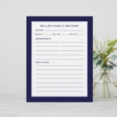 Page Recette Nom de famille | Simple Navy bleu & b (Debout devant)