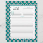 Page Recette Retro Star Turquoise à deux faces (Devant / Derrière)