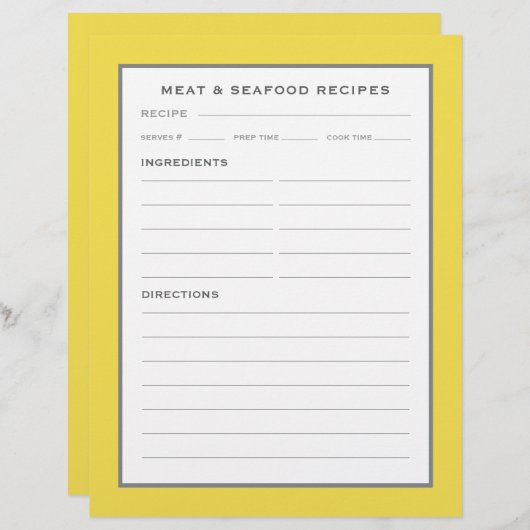 Page Recette | Viande et fruits de mer | Gris jaun (Devant / Derrière)