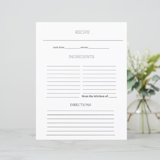 Page Simple Minimalist Recette - Feuille de livre  (Debout devant)